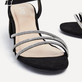 Carnation Black Diamante Heeled Sandals