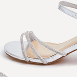 Carnation Silver Diamante Heeled Sandals