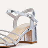 Carnation Silver Diamante Heeled Sandals
