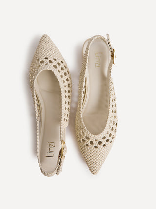 Carolina Ivory Faux Leather Ballet Flats