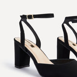 Carrie Black Faux Suede Court Heels