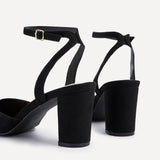 Carrie Black Faux Suede Court Heels
