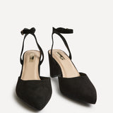 Carrie Black Faux Suede Court Heels