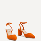 Carrie Orange Faux Suede Court Heels