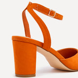 Carrie Orange Faux Suede Court Heels