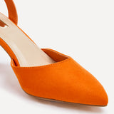 Carrie Orange Faux Suede Court Heels