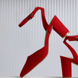 Carrie Red Faux Suede Court Heels