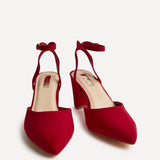 Carrie Red Faux Suede Court Heels
