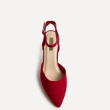Carrie Red Faux Suede Court Heels