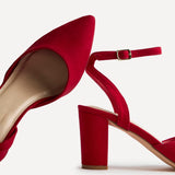 Carrie Red Faux Suede Court Heels