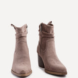 Carter Mocha Cowboy Block Heeled Ankle Boots