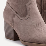 Carter Mocha Cowboy Block Heeled Ankle Boots