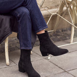 Chalet Black Faux Suede Ankle Boots