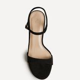 Charisma Black Faux Suede Heeled Sandals