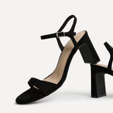 Charisma Black Faux Suede Heeled Sandals