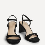 Charisma Black Faux Suede Heeled Sandals