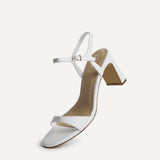 Charisma White Faux Leather Heeled Sandals