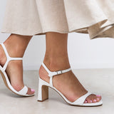 Charisma White Faux Leather Heeled Sandals