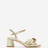 Charlotte Gold Faux Leather Knotted Heels