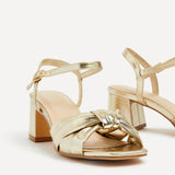 Charlotte Gold Faux Leather Knotted Heels