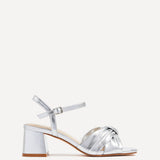 Charlotte Silver Faux Leather Knotted Heels