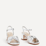 Charlotte Silver Faux Leather Knotted Heels