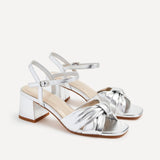 Charlotte Silver Faux Leather Knotted Heels