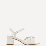 Charlotte White Faux Leather Knotted Heels