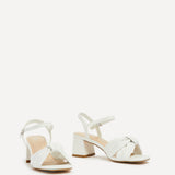Charlotte White Faux Leather Knotted Heels
