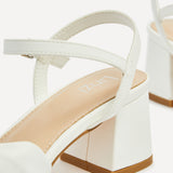 Charlotte White Faux Leather Knotted Heels