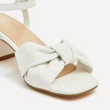 Charlotte White Faux Leather Knotted Heels