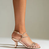 Charm Rose Gold Strappy Diamante Heels