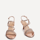 Charm Rose Gold Strappy Diamante Heels