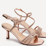 Charm Rose Gold Strappy Diamante Heels