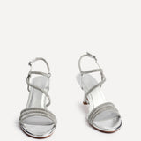 Charm Silver Strappy Diamante Heels