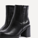 Cheska Black Block Heeled Ankle Boots