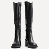 Chicago Black Long Block Heeled Boots