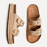 Cici Beige Flatform Slider Sandals