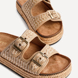 Cici Beige Flatform Slider Sandals