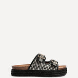 Cici Black Double Buckle Flatform Sandals