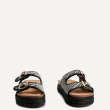 Cici Black Double Buckle Flatform Sandals