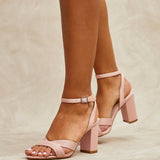 City Dusky Pink Faux Leather Heeled Sandals
