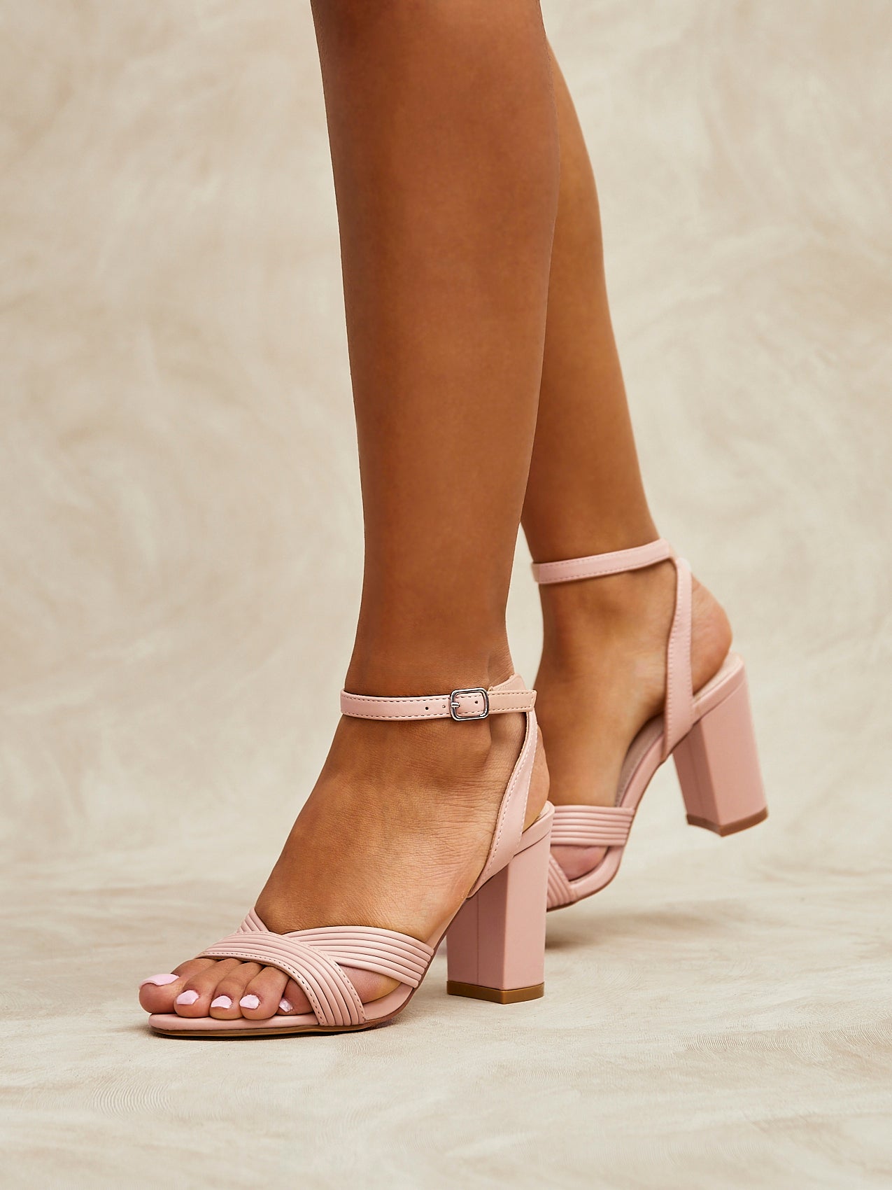 City Dusky Faux Leather Heeled Sandals