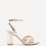City Gold Faux Leather Heeled Sandals