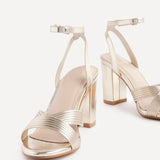 City Gold Faux Leather Heeled Sandals