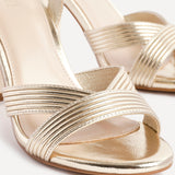 City Gold Faux Leather Heeled Sandals