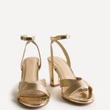 City Gold Faux Leather Heeled Sandals