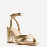 City Gold Faux Leather Heeled Sandals
