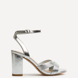 City Silver Faux Leather Heeled Sandals