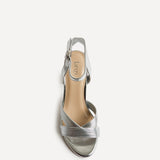 City Silver Faux Leather Heeled Sandals